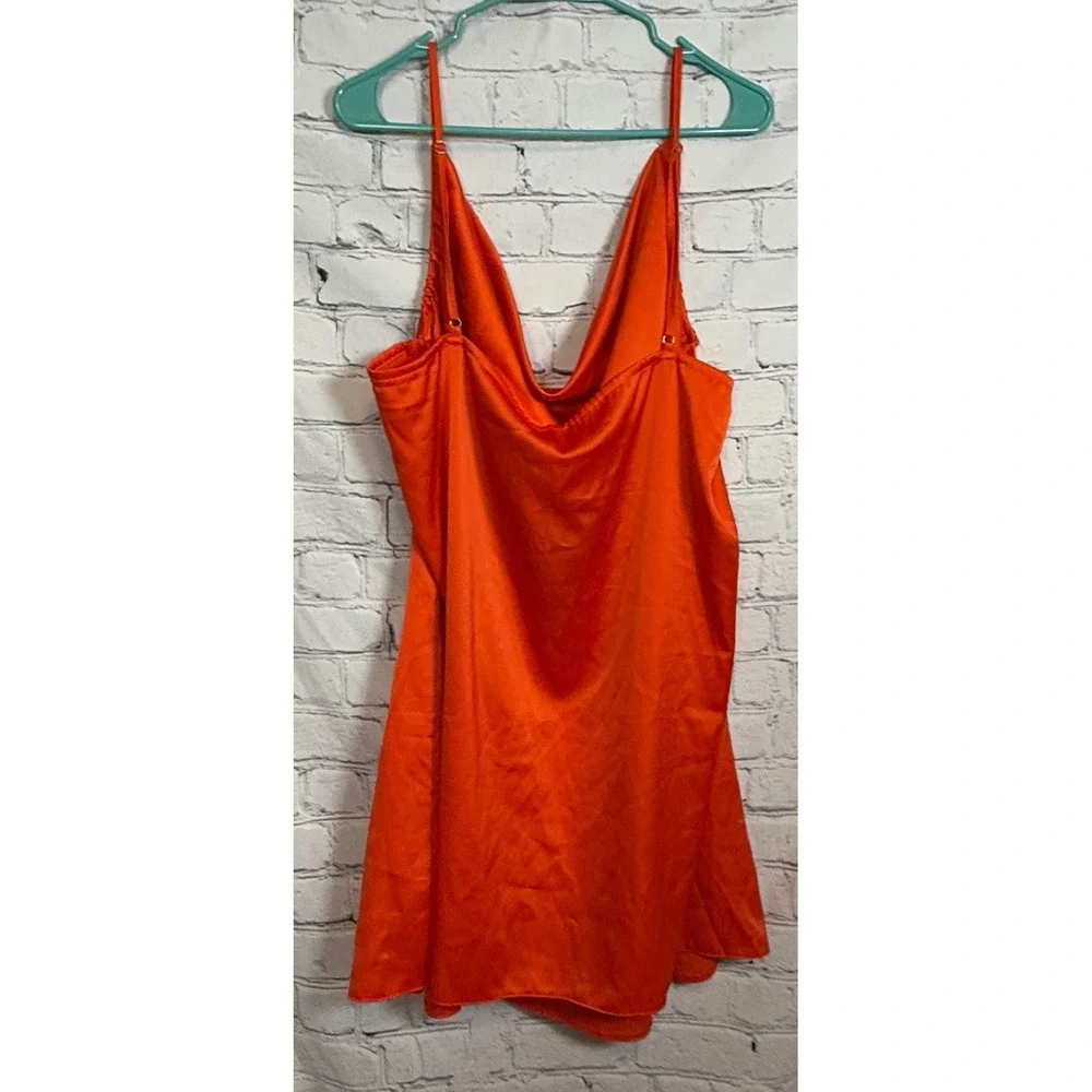 Nasty‎ Gal Orange Cowl Neck Slip Dress Mini Spaghetti Straps size 20 NWT
